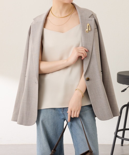 COLLAGE GALLARDAGALANTE（コラージュガリャルダガランテ）の「2WAY サテンキャミ（キャミソール・レディース・アイボリー/ネイビー・FREE）」の10枚目の写真