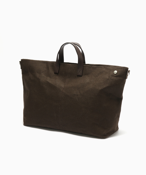 SimplyComplicated(シンプリーコンプリケイテッド)の「SimplyComplicated/シンプリーコンプリケイテッド JUTE CANVAS TOTE BAG(トートバッグ・メンズ・ブラウン/ブラック・FREE)」の1枚目の写真