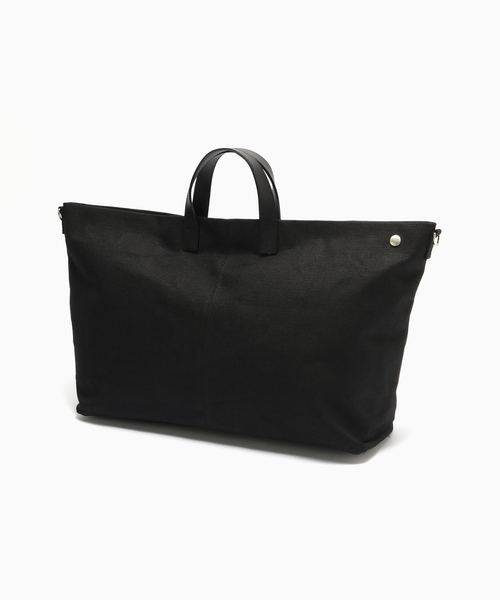 SimplyComplicated(シンプリーコンプリケイテッド)の「SimplyComplicated/シンプリーコンプリケイテッド JUTE CANVAS TOTE BAG(トートバッグ・メンズ・ブラウン/ブラック・FREE)」の2枚目の写真