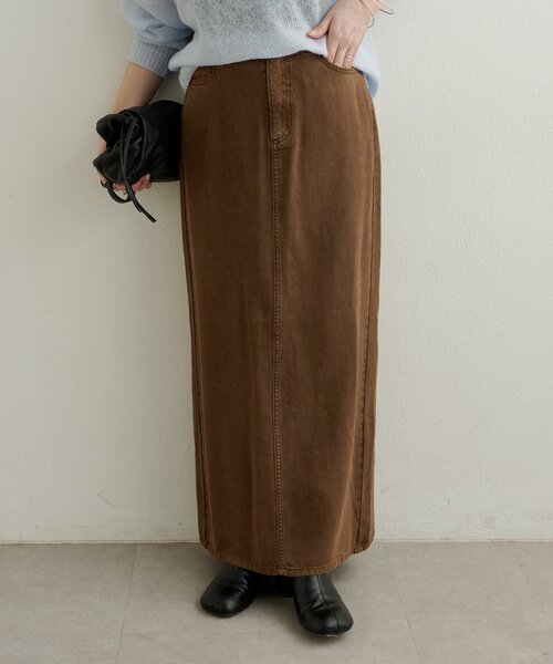Omekashi(オメカシ)の「セルロースソフトナロースカート(スカート・レディース・ブラウン/オフホワイト/チャコールグレー・36/38)」の3枚目の写真