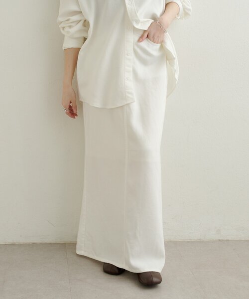 Omekashi(オメカシ)の「セルロースソフトナロースカート(スカート・レディース・ブラウン/オフホワイト/チャコールグレー・36/38)」の1枚目の写真