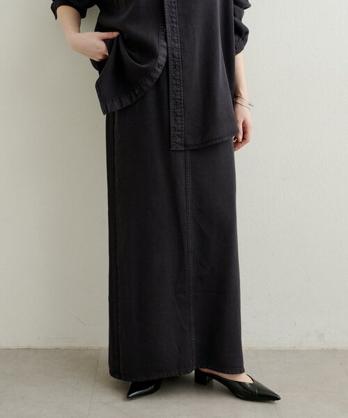 Omekashi(オメカシ)の「セルロースソフトナロースカート(スカート・レディース・ブラウン/オフホワイト/チャコールグレー・36/38)」の2枚目の写真