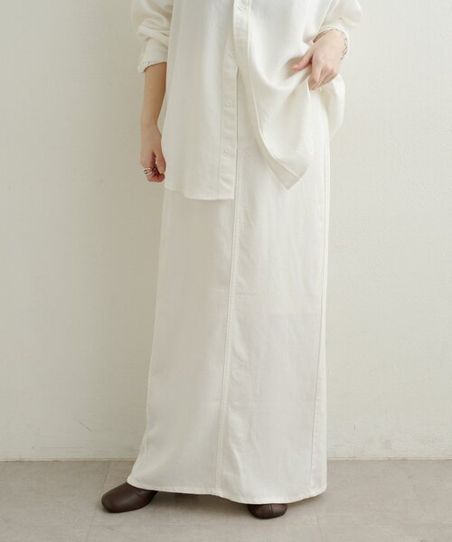 Omekashi(オメカシ)の「セルロースソフトナロースカート(スカート・レディース・ブラウン/オフホワイト/チャコールグレー・36/38)」の6枚目の写真