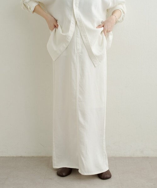 Omekashi(オメカシ)の「セルロースソフトナロースカート(スカート・レディース・ブラウン/オフホワイト/チャコールグレー・36/38)」の7枚目の写真