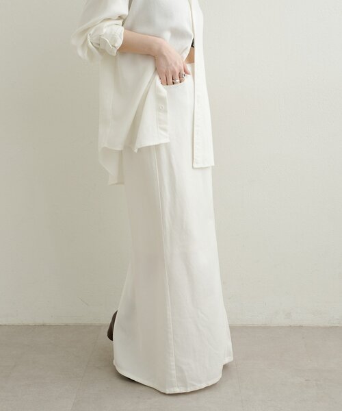 Omekashi(オメカシ)の「セルロースソフトナロースカート(スカート・レディース・ブラウン/オフホワイト/チャコールグレー・36/38)」の10枚目の写真