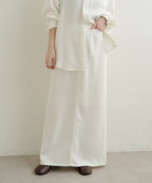 Omekashi(オメカシ)の「セルロースソフトナロースカート(スカート・レディース・ブラウン/オフホワイト/チャコールグレー・36/38)」の11枚目の写真