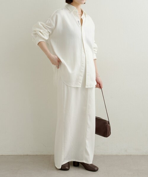 Omekashi(オメカシ)の「セルロースソフトナロースカート(スカート・レディース・ブラウン/オフホワイト/チャコールグレー・36/38)」の12枚目の写真