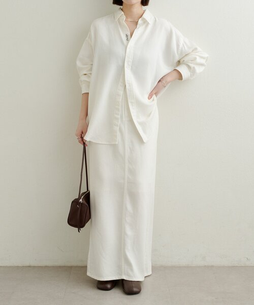 Omekashi(オメカシ)の「セルロースソフトナロースカート(スカート・レディース・ブラウン/オフホワイト/チャコールグレー・36/38)」の13枚目の写真