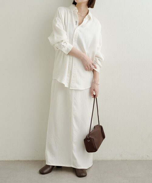 Omekashi(オメカシ)の「セルロースソフトナロースカート(スカート・レディース・ブラウン/オフホワイト/チャコールグレー・36/38)」の14枚目の写真