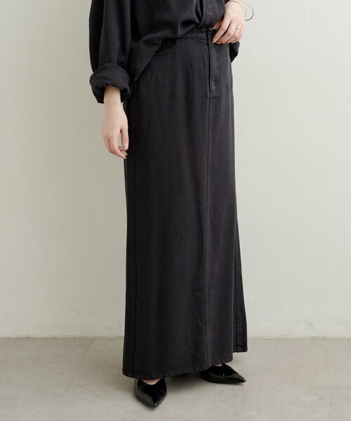 Omekashi(オメカシ)の「セルロースソフトナロースカート(スカート・レディース・ブラウン/オフホワイト/チャコールグレー・36/38)」の18枚目の写真