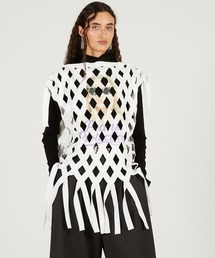 PRANK PROJECT | 【2026Spring Pre-Order】フェイスプリントリボンTシャツ / Woven Grid "aesthetic" Top(その他トップス)