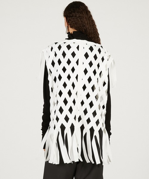 PRANK PROJECT（プランクプロジェクト）の「【2026Spring Pre-Order】フェイスプリントリボンTシャツ / Woven Grid "aesthetic" Top（その他トップス・レディース・ホワイト・FREE）」の5枚目の写真