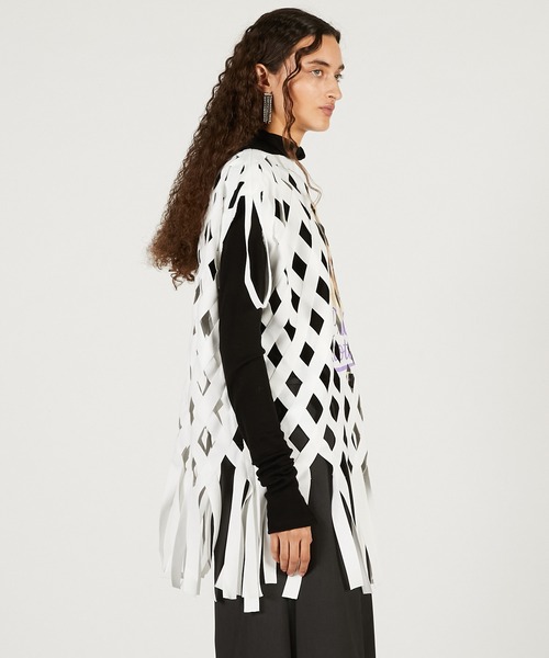 PRANK PROJECT（プランクプロジェクト）の「【2026Spring Pre-Order】フェイスプリントリボンTシャツ / Woven Grid "aesthetic" Top（その他トップス・レディース・ホワイト・FREE）」の6枚目の写真