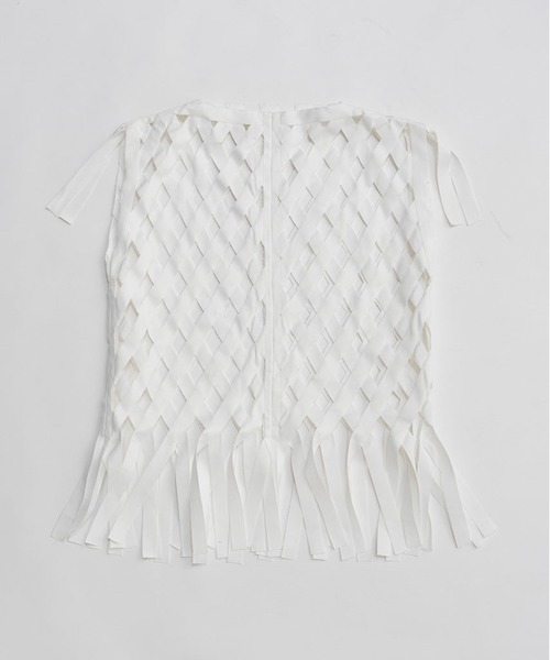 PRANK PROJECT（プランクプロジェクト）の「【2026Spring Pre-Order】フェイスプリントリボンTシャツ / Woven Grid "aesthetic" Top（その他トップス・レディース・ホワイト・FREE）」の8枚目の写真