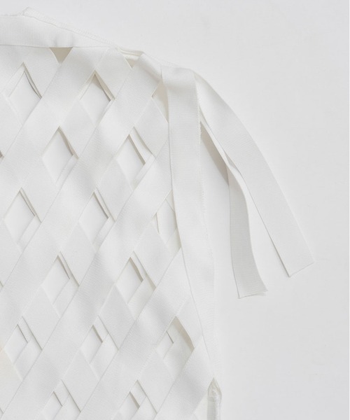 PRANK PROJECT（プランクプロジェクト）の「【2026Spring Pre-Order】フェイスプリントリボンTシャツ / Woven Grid "aesthetic" Top（その他トップス・レディース・ホワイト・FREE）」の10枚目の写真