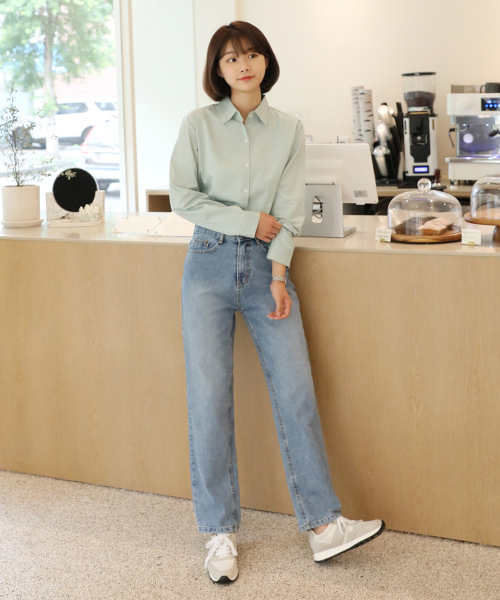 BBAEBBAE(ペッペ)の「ウォッシングロングセミワイドバンハイウエストデニムパンツ(デニムパンツ・レディース・ブルー・SMALL/MEDIUM/LARGE)」の4枚目の写真