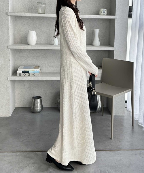 GeeRA（ジーラ）の「全骨格細見え！レース見えポロ襟表面感素材マーメイドワンピース（ワンピース・レディース・アイボリー/ブラック・X-LARGE/LARGE/MEDIUM）」の15枚目の写真