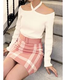 RESEXXY | ジャガードチェックニットミニワンピース(ワンピース)