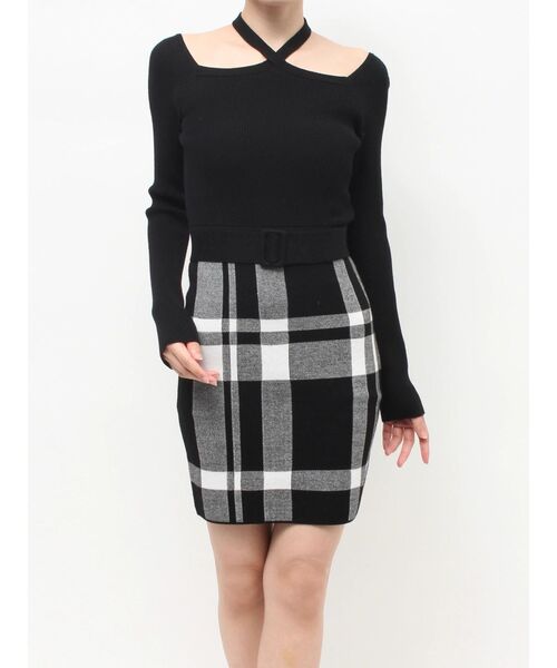 RESEXXY（リゼクシー）の「ジャガードチェックニットミニワンピース（ワンピース・レディース・ベージュ/オレンジ/ブラック・FREE）」の22枚目の写真