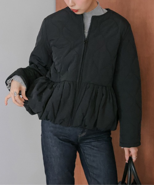 AMELY(エミリー)の「ペプラムキルティングブルゾン(ブルゾン・レディース・ブラック/カーキ/アイボリー・フリー)」の12枚目の写真