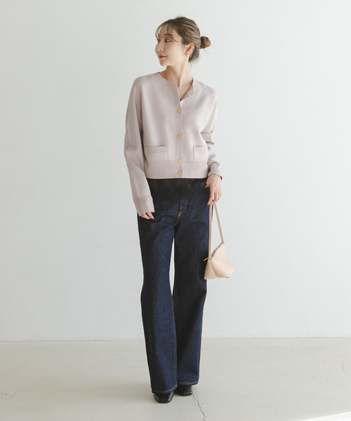 Noble（ノーブル）の「ダブル編みショートカーデ（カーディガン/ボレロ・レディース・ベージュ/キャメル/グレー・FREE）」の8枚目の写真