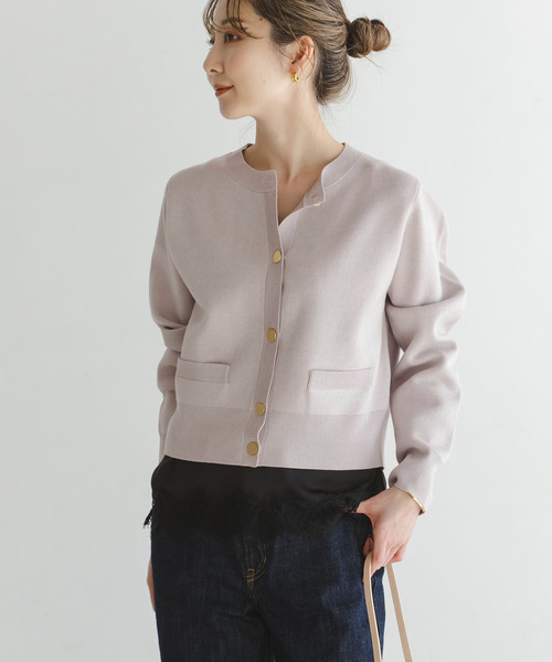Noble（ノーブル）の「ダブル編みショートカーデ（カーディガン/ボレロ・レディース・ベージュ/キャメル/グレー・FREE）」の10枚目の写真