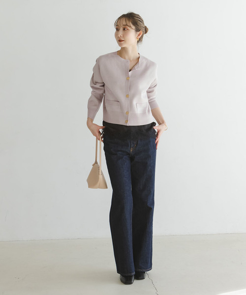 Noble（ノーブル）の「ダブル編みショートカーデ（カーディガン/ボレロ・レディース・ベージュ/キャメル/グレー・FREE）」の13枚目の写真