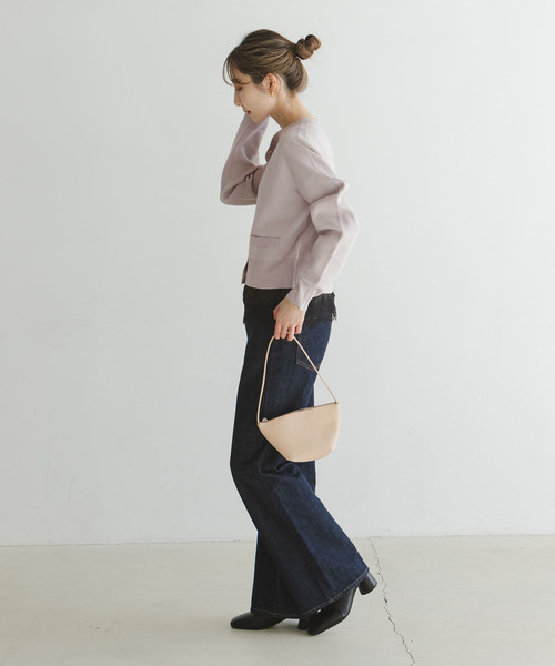 Noble（ノーブル）の「ダブル編みショートカーデ（カーディガン/ボレロ・レディース・ベージュ/キャメル/グレー・FREE）」の14枚目の写真