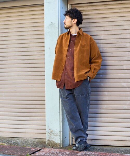 セール】限定展開 ビッグシルエット ベロアレザレット シャツ
