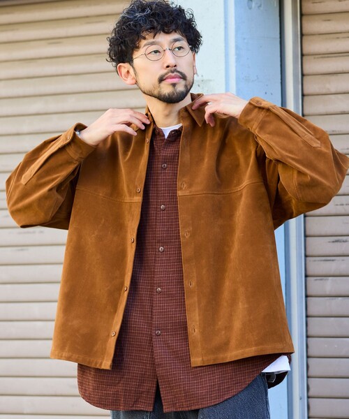 セール】限定展開 ビッグシルエット ベロアレザレット シャツ
