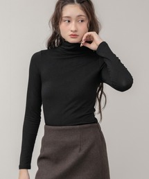 ストレッチハイネックカットソー / ブルー アイボリー グレー ブラック ホワイト 春服 秋服 冬服 レイヤード トップス インナー 長袖 ストレッチ 韓国 無地 重ね着 ノームコア シンプル カジュアル タートルネック