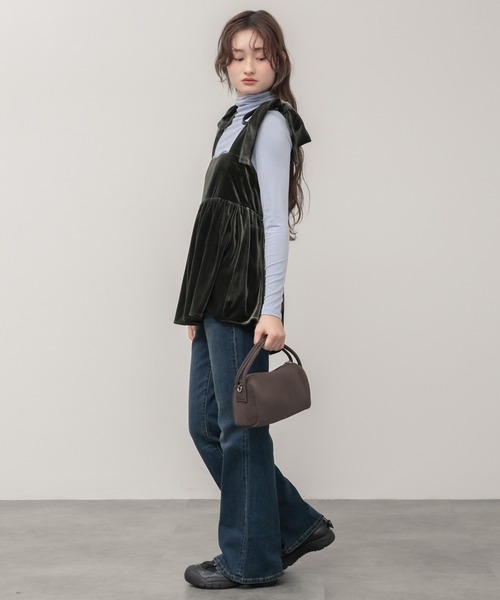 HEILIS(ヘイリス)の「ストレッチハイネックカットソー / ブルー アイボリー グレー ブラック ホワイト 春服 秋服 冬服 レイヤード トップス インナー 長袖 ストレッチ 韓国 無地 重ね着 ノームコア シンプル カジュアル タートルネック(Tシャツ/カットソー・レディース・グレー/ブルー/ブラック/アイボリー・FREE)」の15枚目の写真