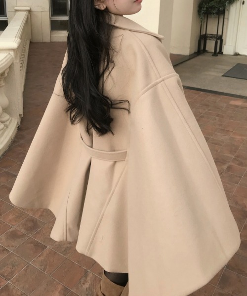 セール】オーバーサイズメルトンポンチョコート（ポンチョ