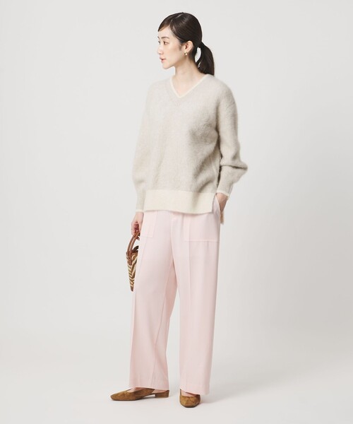 美品　ユナイテッドアローズ　フォックスカシミヤニット　ベージュxホワイト UNITED ARROWS（ユナイテッドアローズ） ニット セーター フォックス