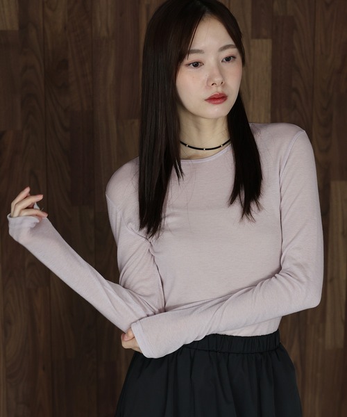 BLUEEAST(ブルーイースト)の「ロングスリーブシアーカットソー(Tシャツ/カットソー・レディース・アイボリー/ブラック/ピンク・MEDIUM)」の10枚目の写真