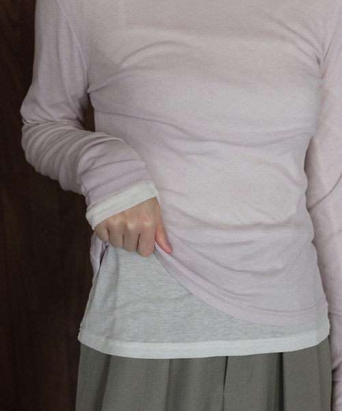 BLUEEAST(ブルーイースト)の「ロングスリーブシアーカットソー(Tシャツ/カットソー・レディース・アイボリー/ブラック/ピンク・MEDIUM)」の15枚目の写真