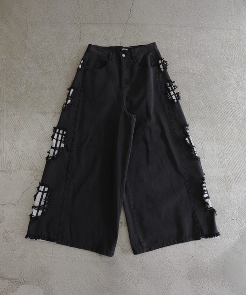 ERAR（エラー）の「【ERAR】【セットアップ対応】ハイダメージナイロンドッキングデザインサイドラインワイドデニムパンツ（デニムパンツ・メンズ・ブラック・S/M/L/XL）」の18枚目の写真