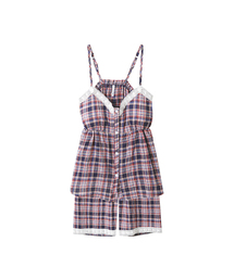 LUNALUZ STUDIO（ルナルス）の「Women's Berry Check Cotton Bra Cap Built-in Strappy Sleeveless Two-Piece Pajamas（ルームウェア/パジャマ）」