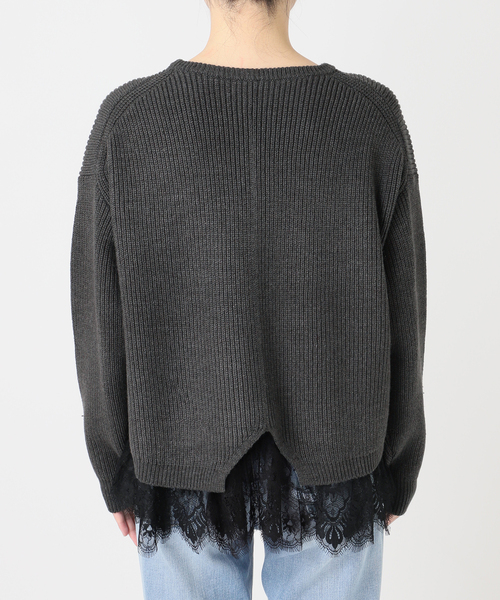 Spick & Span（スピックアンドスパン）の「《追加》レースドッキング畦ニットプルオーバー（ニット/セーター・レディース・ベージュ/チャコールグレー・FREE）」の20枚目の写真