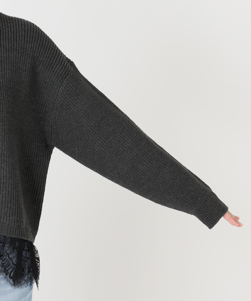 Spick & Span（スピックアンドスパン）の「《追加》レースドッキング畦ニットプルオーバー（ニット/セーター・レディース・ベージュ/チャコールグレー・FREE）」の22枚目の写真
