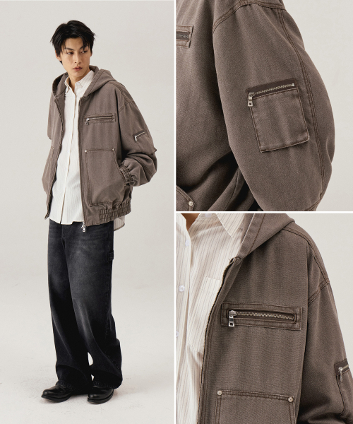 KIIMUIR（キミュア）の「ガーメントウォッシングフードワークジャンパー_ブラウン（パーカー・レディース・ブラウン・MEDIUM/LARGE）」の3枚目の写真