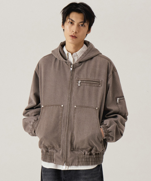 KIIMUIR（キミュア）の「ガーメントウォッシングフードワークジャンパー_ブラウン（パーカー・レディース・ブラウン・MEDIUM/LARGE）」の4枚目の写真