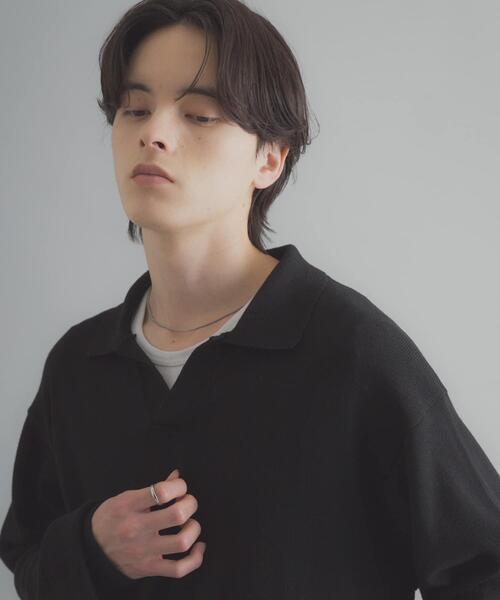 SENSE OF PLACE by URBAN RESEARCH（センスオブプレイスバイアーバンリサーチ）の「『洗濯可』スキッパーロングスリーブニット（ニット/セーター・メンズ・ネイビー/ブラック/ライトグレー・LARGE/MEDIUM）」の17枚目の写真