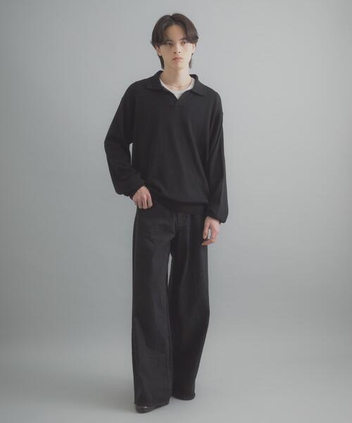 SENSE OF PLACE by URBAN RESEARCH（センスオブプレイスバイアーバンリサーチ）の「『洗濯可』スキッパーロングスリーブニット（ニット/セーター・メンズ・ネイビー/ブラック/ライトグレー・LARGE/MEDIUM）」の21枚目の写真