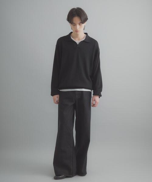 SENSE OF PLACE by URBAN RESEARCH（センスオブプレイスバイアーバンリサーチ）の「『洗濯可』スキッパーロングスリーブニット（ニット/セーター・メンズ・ネイビー/ブラック/ライトグレー・LARGE/MEDIUM）」の22枚目の写真