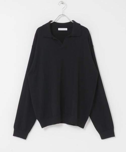 SENSE OF PLACE by URBAN RESEARCH（センスオブプレイスバイアーバンリサーチ）の「『洗濯可』スキッパーロングスリーブニット（ニット/セーター・メンズ・ネイビー/ブラック/ライトグレー・LARGE/MEDIUM）」の4枚目の写真