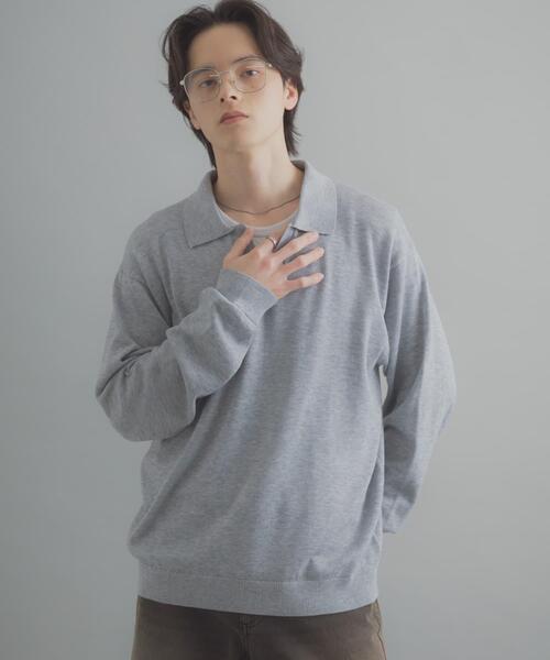 SENSE OF PLACE by URBAN RESEARCH（センスオブプレイスバイアーバンリサーチ）の「『洗濯可』スキッパーロングスリーブニット（ニット/セーター・メンズ・ネイビー/ブラック/ライトグレー・LARGE/MEDIUM）」の11枚目の写真