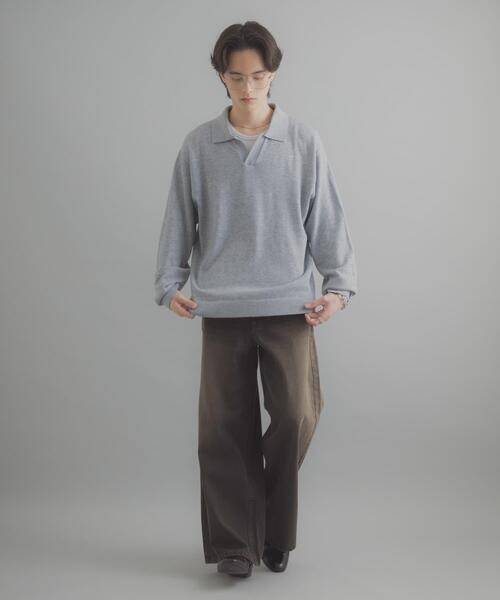 SENSE OF PLACE by URBAN RESEARCH（センスオブプレイスバイアーバンリサーチ）の「『洗濯可』スキッパーロングスリーブニット（ニット/セーター・メンズ・ネイビー/ブラック/ライトグレー・LARGE/MEDIUM）」の13枚目の写真