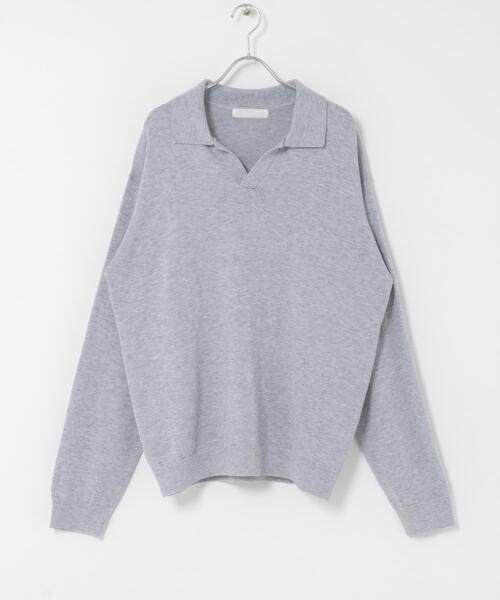 SENSE OF PLACE by URBAN RESEARCH（センスオブプレイスバイアーバンリサーチ）の「『洗濯可』スキッパーロングスリーブニット（ニット/セーター・メンズ・ネイビー/ブラック/ライトグレー・LARGE/MEDIUM）」の14枚目の写真