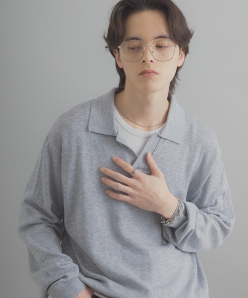 SENSE OF PLACE by URBAN RESEARCH（センスオブプレイスバイアーバンリサーチ）の「スキッパーL/Sニット（ニット/セーター・メンズ・ネイビー/ブラック/ライトグレー・LARGE/MEDIUM）」の2枚目の写真